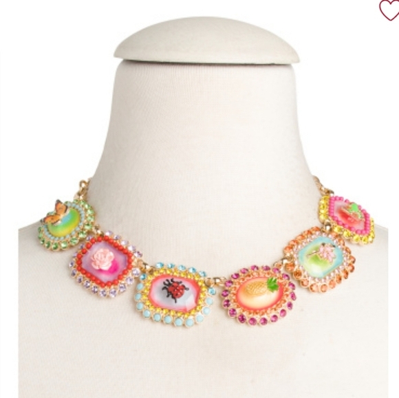 💛🔹Betsey Johnson Backyard  Stone Critter Colorful Gemstone Collar 16" Necklace - Picture 14 of 14